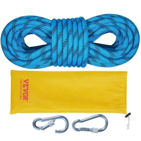 VEVOR 10.5 mm Static Climbing Rope, 29.3M(96ft) Outdoor Rock Climbing Rope 25KN Breaking Tension, Fiber Rope with Steel Snap Hooks for Escape