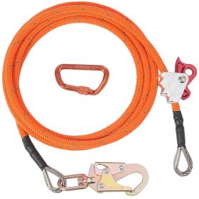 VEVOR 16mm Steel Core Flipline, 12ft(3.6m) Arborist Flipline, Flip Line for Tree Climbing with Alloy Steel Snap Hook & Aluminum Alloy Carabiner