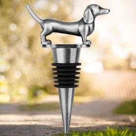A Dachshund-shaped Red Wine Stopper, A Household Wine Champagne Stopper, An Interesting Dachshund Dog Wine Stopper, Suitable For Men And Women's (Option: Dark Silver HJS1806)